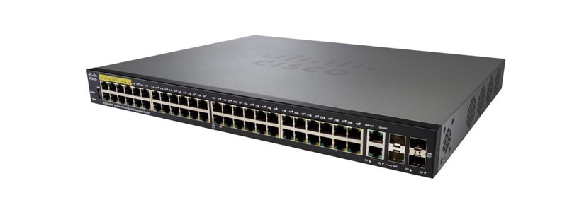 SF350-48MP-K9-EU Switch Cisco SMB 350 48 Port 10/100 PoE+ (8 Port PoE 60W), 2 Port 1G RJ45/SFP Uplink, 2 Port 1G SFP Uplink