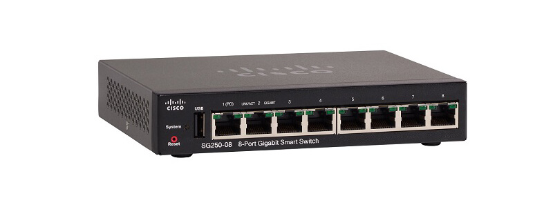 SG250-08-K9-EU Switch Cisco SMB 250 8 Port 10/100/1000 (Port 8 PoE+)