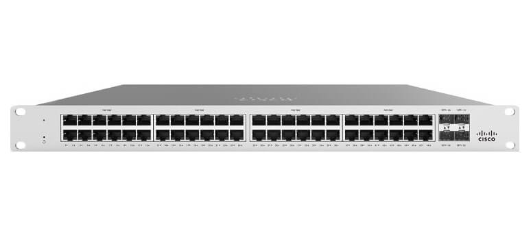 Switch Cisco Meraki 48 Port 1G RJ45 PoE+ 370W, 4 Port 10G SFP+ Uplink MS125-48LP-HW
